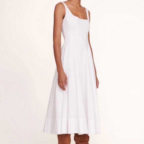 🌺🎉HP🎉🌺 NWT Staud Wells Midi Dress White - Picture 10 of 16